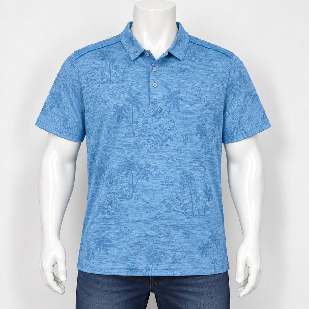 Tommy Bahama Palm Coast Isles Polo Shirt Sz 3XLB Vacation Blue IslandZone